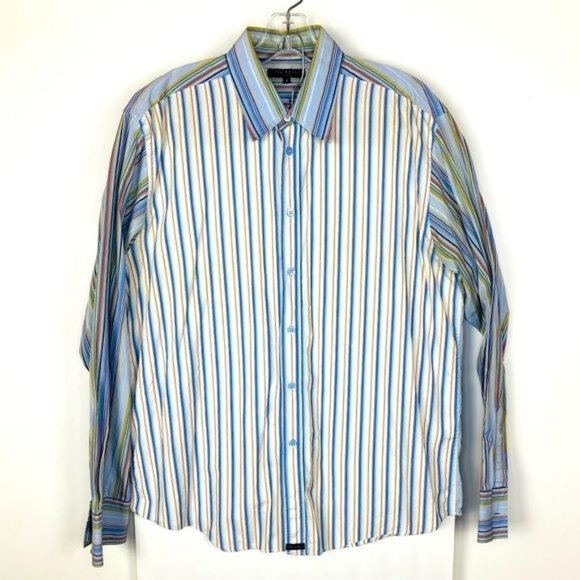 Ted Baker London Multi Color Stripe Button up 4(L) - Picture 1 of 7